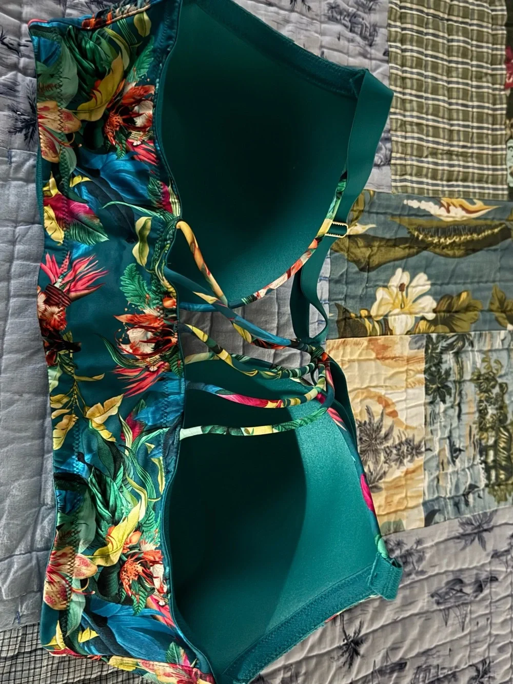 Cacique Teal Floral Lace Underwire Bra